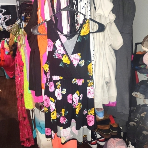 Torrid 00 Black Floral Studio Knit Babydoll - Picture 3 of 6